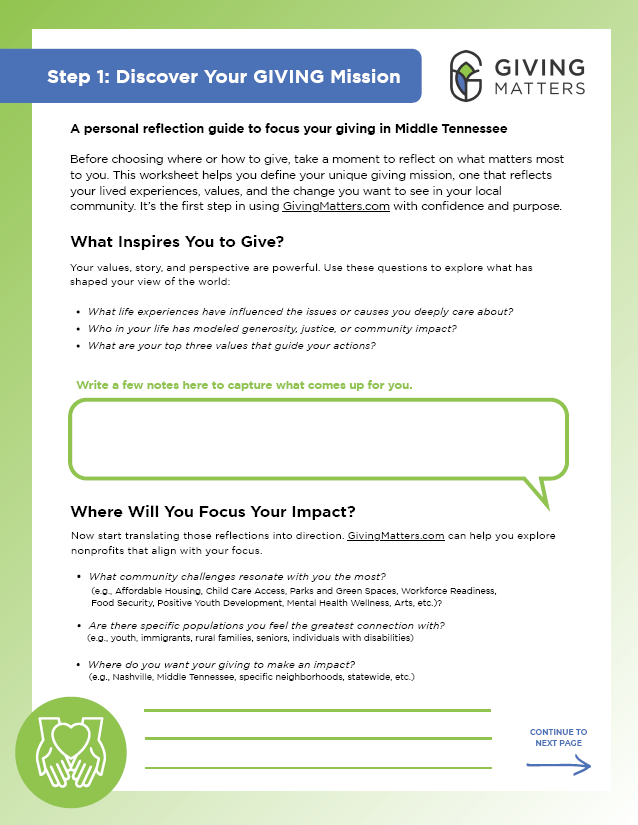 Step 1: Discover Your Giving Mission