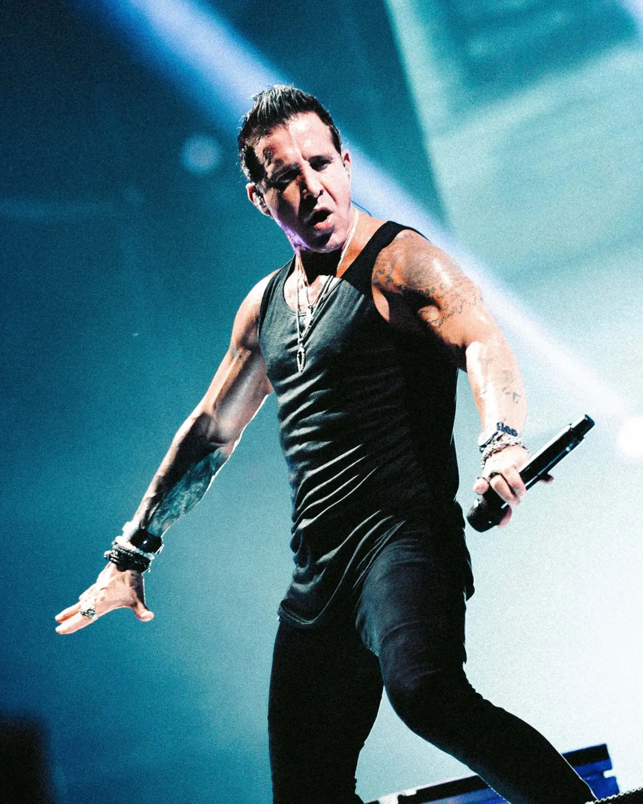 Artist Scott Stapp posing during a live performance