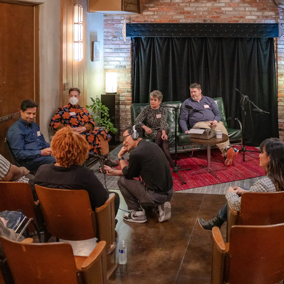 Nashville Banner records a group discussion with an onsite sound engineer